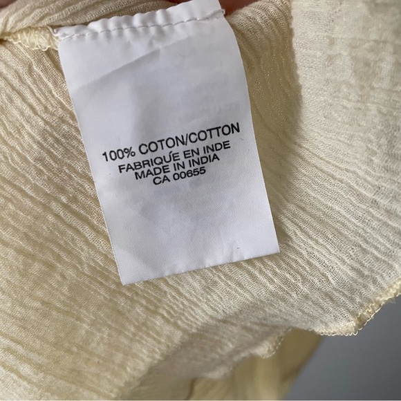 Vintage Boho Embroidered Floral 100% Cotton Off Shoulder Blouse Top Shirt Yellow - Picture 2 of 8